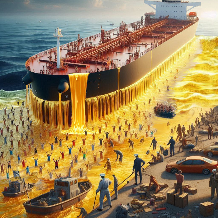 Visualisierung Öltanker Bild eines ölabgebenden Tankers
