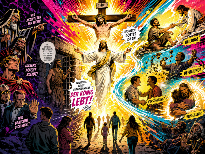 Illustration zum geistlichen Impuls über das Reich Gottes und die Gewalt